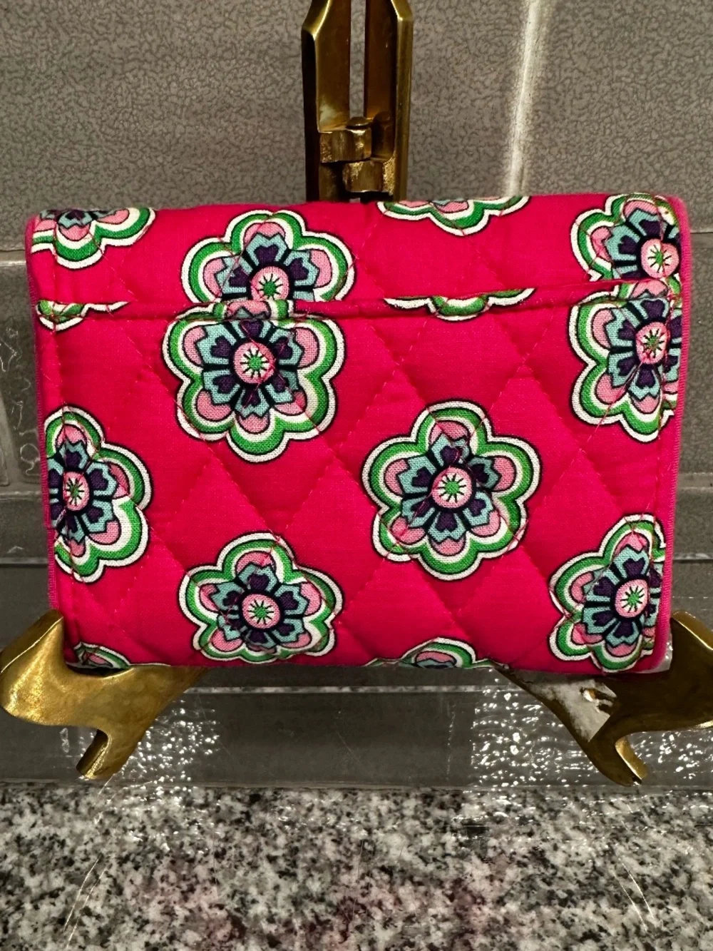 Vera Bradley Petite Trifold Wallet ~ Pink Swirls Flowers - Picture 2 of 8